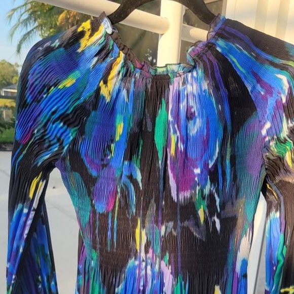 Melissa Paige colorful floral sheer long sleeve top - NEW! - Picture 6 of 8